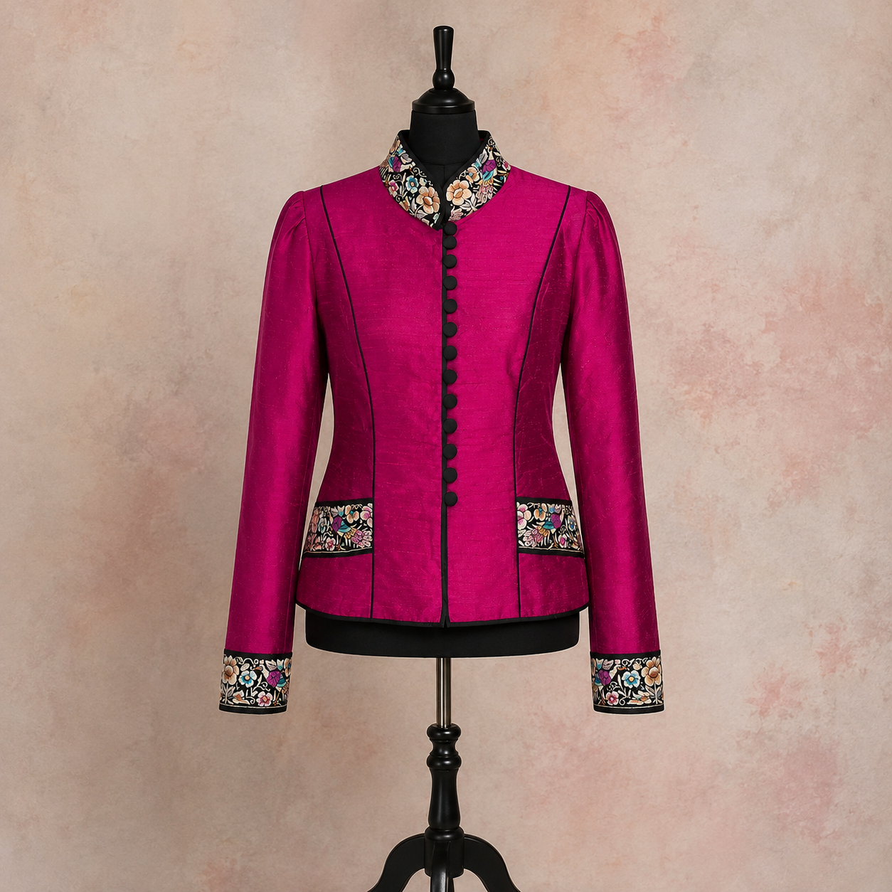 Vintage AnnaBelinda Fuchsia Raw Silk Jacket – UK 12