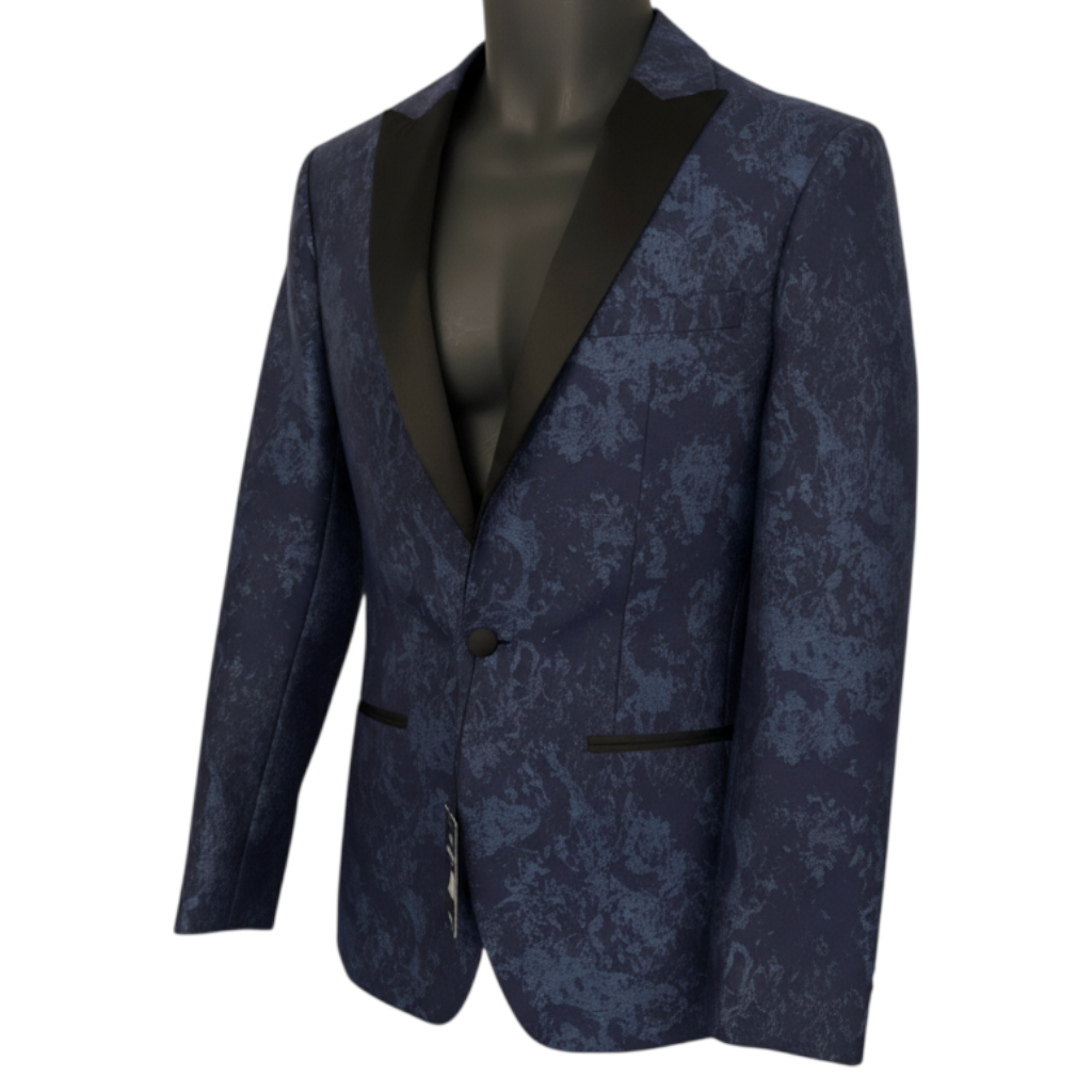 M&S Navy Jacquard Slim Fit Tuxedo Jacket Size S Long