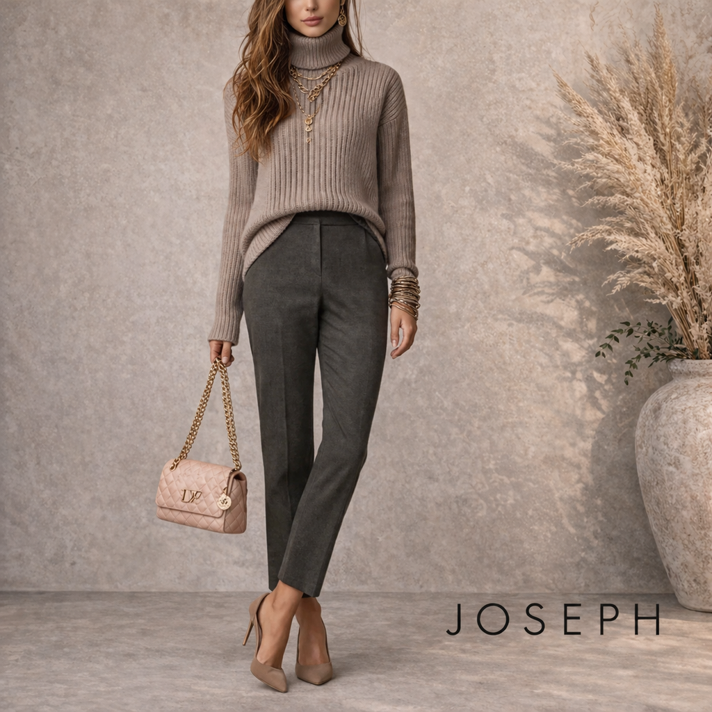 Joseph Zoom Dove Grey Flannel Stretch Trousers UK 10