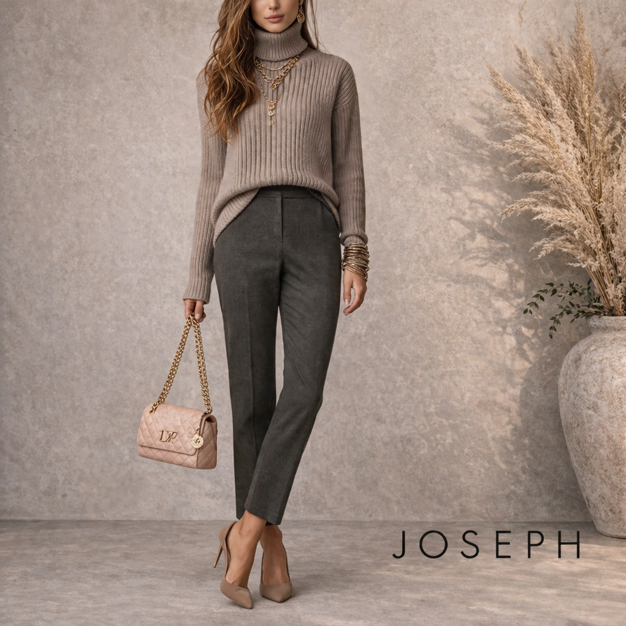 Joseph Zoom Dove Grey Flannel Stretch Trousers UK 10