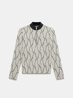 Mint Velvet Monochrome Wave Zip-Neck Top UK 8/10