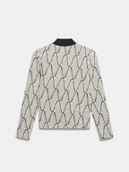 Mint Velvet Monochrome Wave Zip-Neck Top UK 8/10