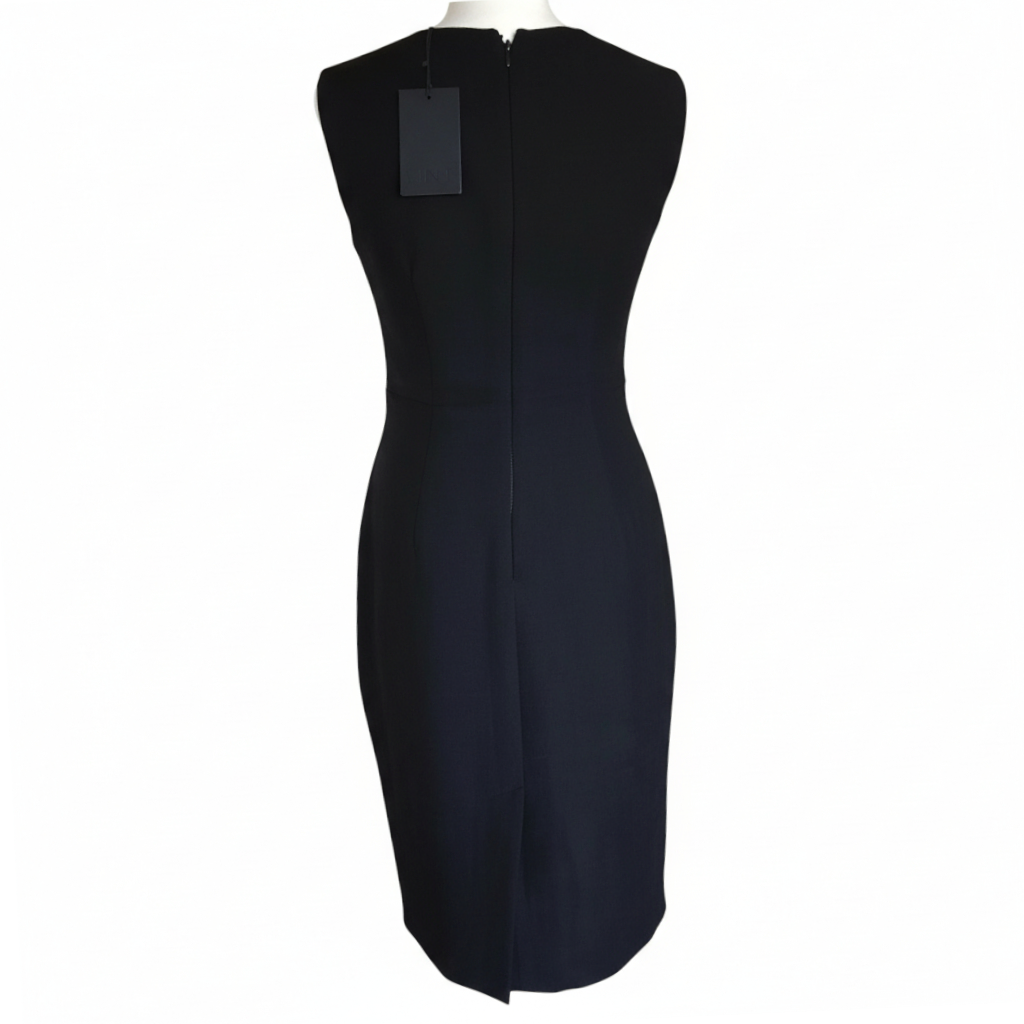 Mint Velvet Black Plunge Neck Shift Midi Dress UK 8 NWT