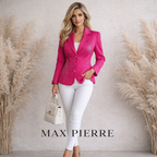 Max Pierre Pink Linen Embroidered Sequin Jacket UK 12