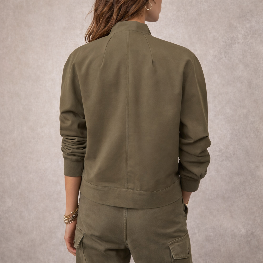 Enlist Khaki Cotton Ottoman Bomber Jacket Size M