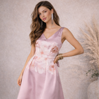 Dorothy Perkins Pink Floral Satin Bow Dress UK 8