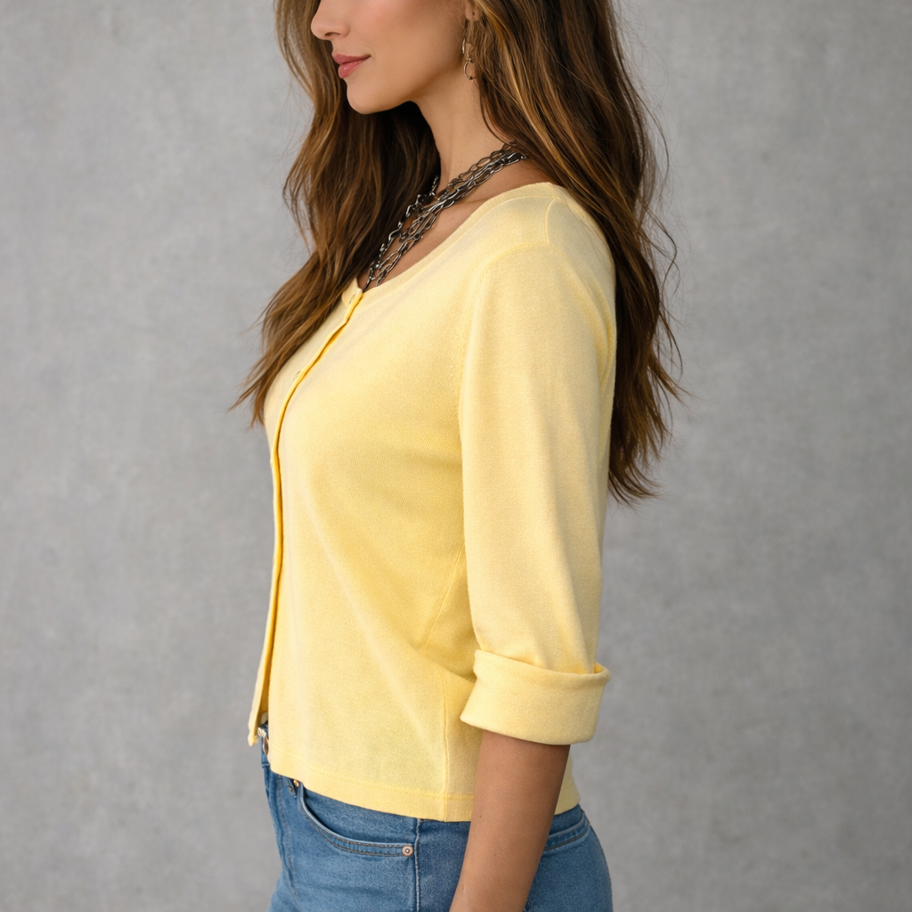 Monsoon Yellow Cotton Cardigan UK 14