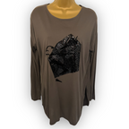 Zara Khaki Brown Grey Black Sequin Top UK 12