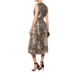 Raoul Donata Pleated Gold Purple Metallic Jacquard Dress UK 8