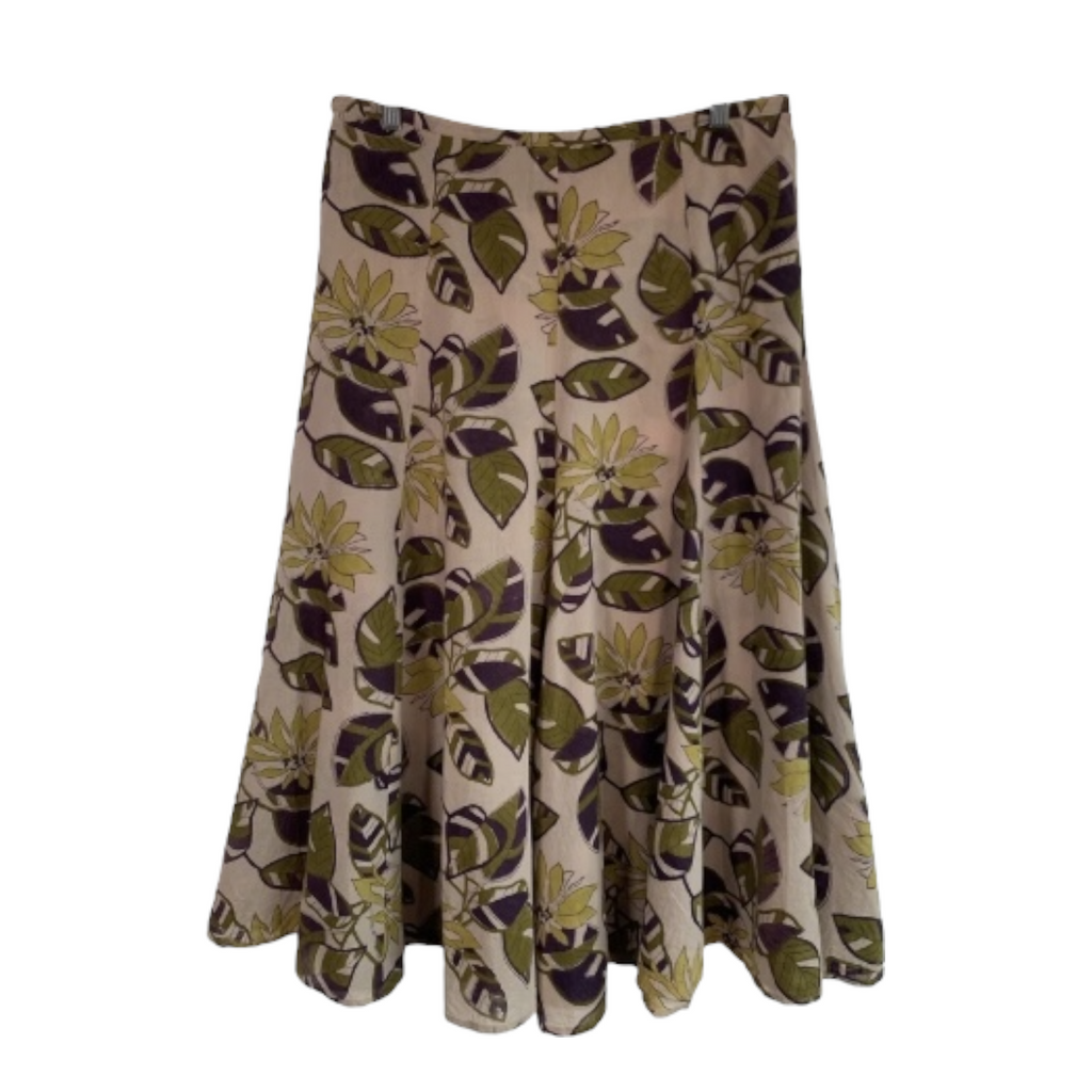 Anokhi For East Floral Tropical Leaf Indian Cotton Skirt UK 10