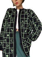 Basler Vintage 90's Long Black & Lime Green Cotton Cardigan UK 10