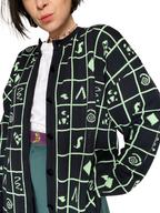 Basler Vintage 90's Long Black & Lime Green Cotton Cardigan UK 10