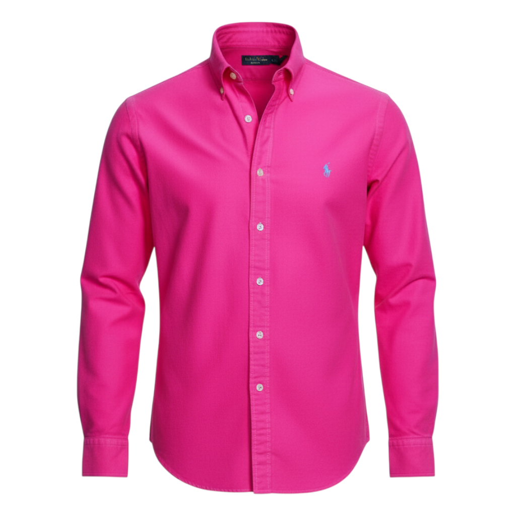 Polo Ralph Vintage 90's 100% Cotton Hot Pink Oxford Shirt Size M