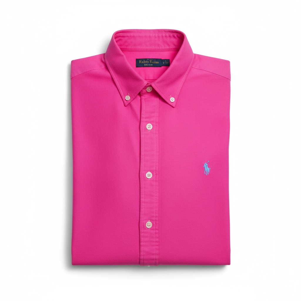 Polo Ralph Vintage 90's 100% Cotton Hot Pink Oxford Shirt Size M