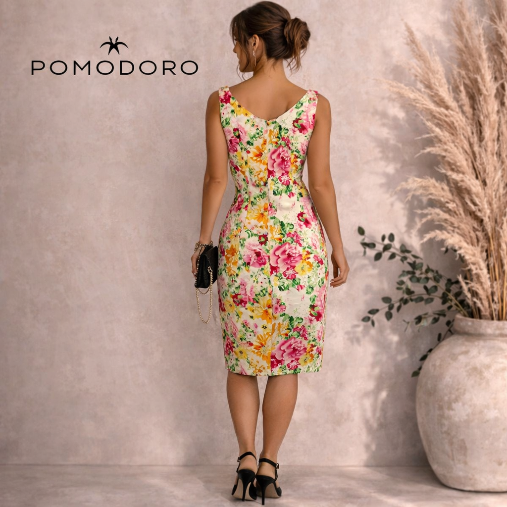 Pomodoro Multicoloured Floral Sleeveless Dress UK 12
