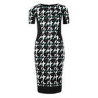 M&S Collection Black & Green Dogtooth Dress UK 10