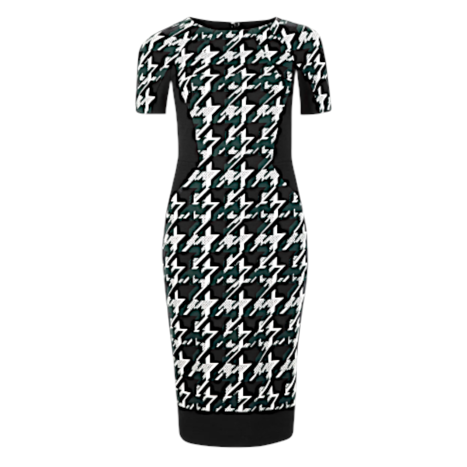 M&S Collection Black & Green Dogtooth Dress UK 10
