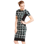 M&S Collection Black & Green Dogtooth Dress UK 10