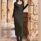 Peruvian Connection Black & Beige Striped Jersey Dress UK 16/18