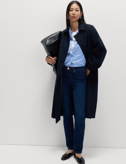 M&S Sienna Medium Blue High Rise Straight Leg Jeans UK 8 NWT