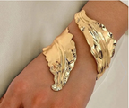 Statement Artistic Gold Textured Leaf Cuff Bracelet