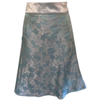 Marc Jacobs Blue Silk Jacquard Lace Trim Skirt  UK 10