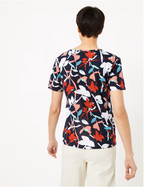 M&S Collection Multicoloured Floral Short Sleeve T-Shirt UK 8