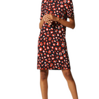 M&S Navy Red Crepe Animal Print Dress UK 14