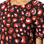 M&S Navy Red Crepe Animal Print Dress UK 14