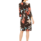 M&S Black Floral Leaf Long Sleeve Dress UK 6