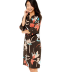 M&S Black Floral Leaf Long Sleeve Dress UK 6