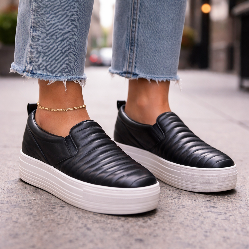 Whistles Black Slip On Platform Leather Trainers UK 7
