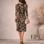 Evan Picone Black & Brown Faux Wrap Dress UK 10