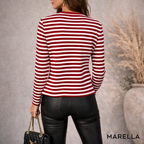 Marella Red & White Striped Cotton Linen Knit Jacket UK 14