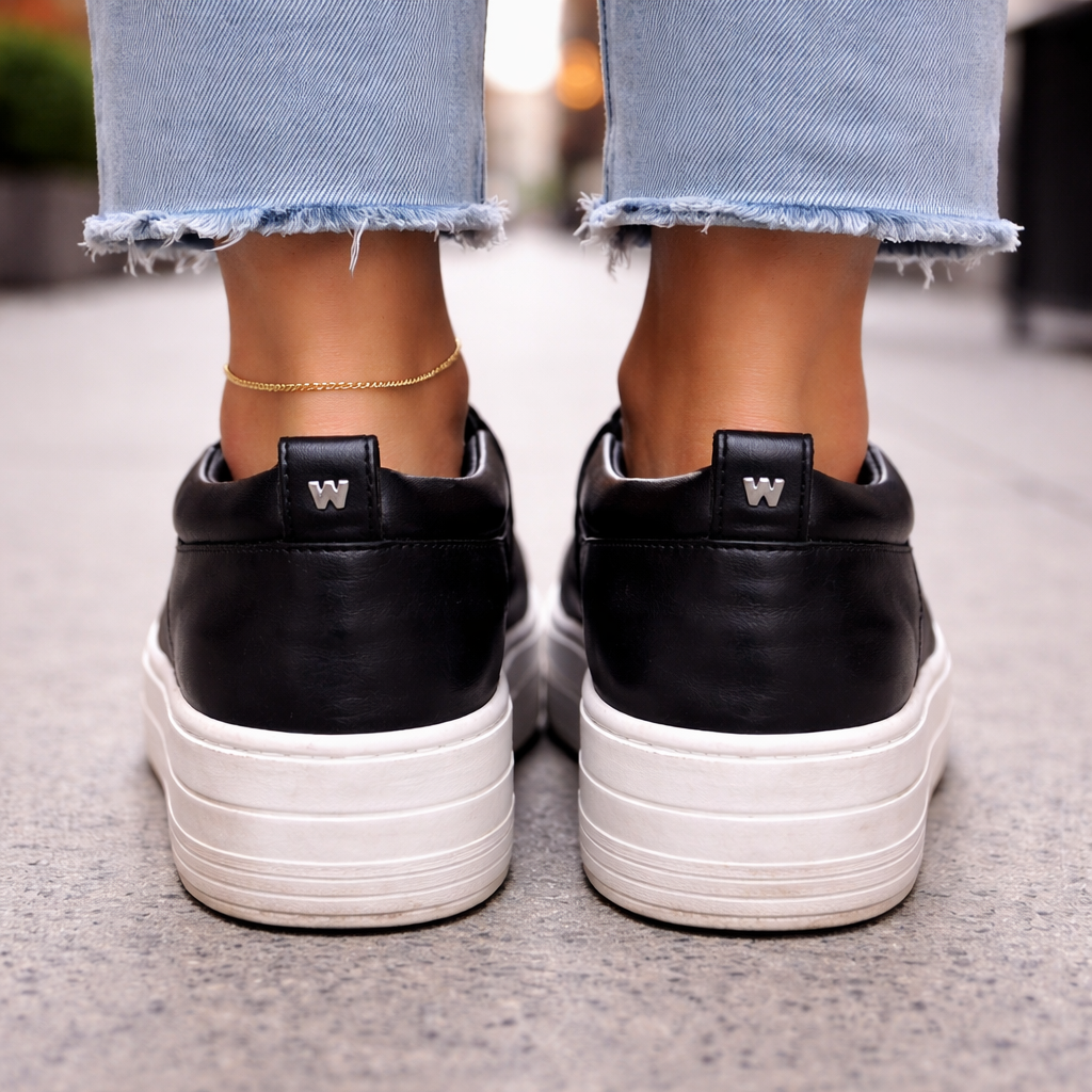 Whistles Black Slip On Platform Leather Trainers UK 7