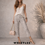 Whistles Ivory Grey Cigarette Carrot Crop Trousers UK 12