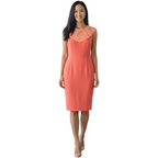 Ted Baker Violina Neon Orange Lace Neck Dress UK 8