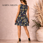 Karen Millen Multi Coloured Fit & Flare Floral Dress UK 14