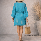 Dickins & Jones Aqua Blue Cotton Kaftan, Cover Up Size S