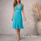 Frank Usher Turquoise Satin Crepe Sleeveless Occasion Dress UK 12