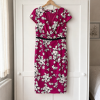Hobbs Invitation Pink Floral Satin Occasion Dress UK 12