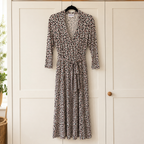 Brora Floral Jersey Dress UK 12 Black Red & Ivory