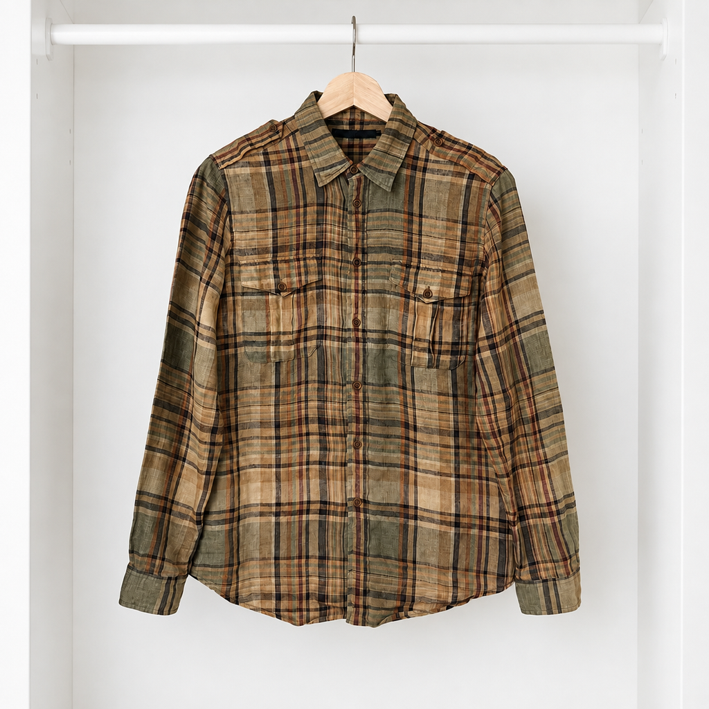 Ralph Lauren Women’s Linen Utility Shirt – Autumn Plaid