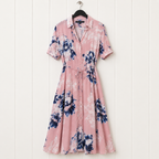 French Connection Pink & Blue Floral Shirt Dress  UK 8