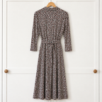 Brora Floral Jersey Dress UK 12 Black Red & Ivory