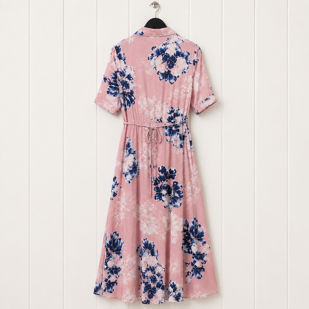 French Connection Pink & Blue Floral Shirt Dress  UK 8