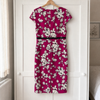 Hobbs Invitation Pink Floral Satin Occasion Dress UK 12