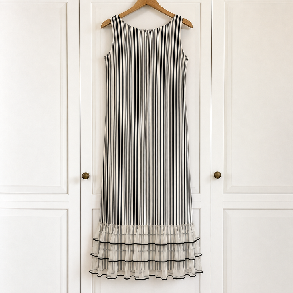 Rare Vintage Margot Paynton Striped Maxi Dress UK 12 Circa 1970