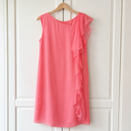 Mint Velvet Pink Silk Ruffle Dress UK 14