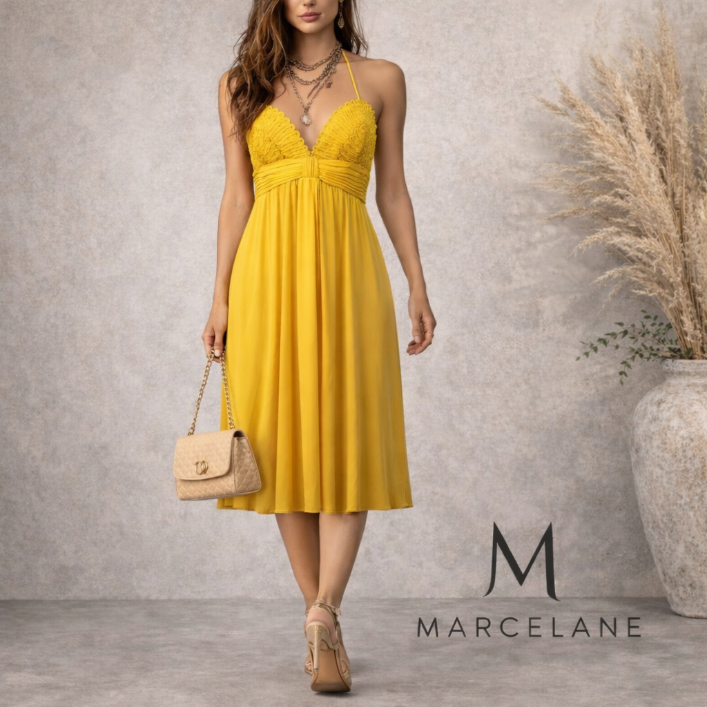 Marcelane Buttercup Yellow Babydoll Dress UK 10